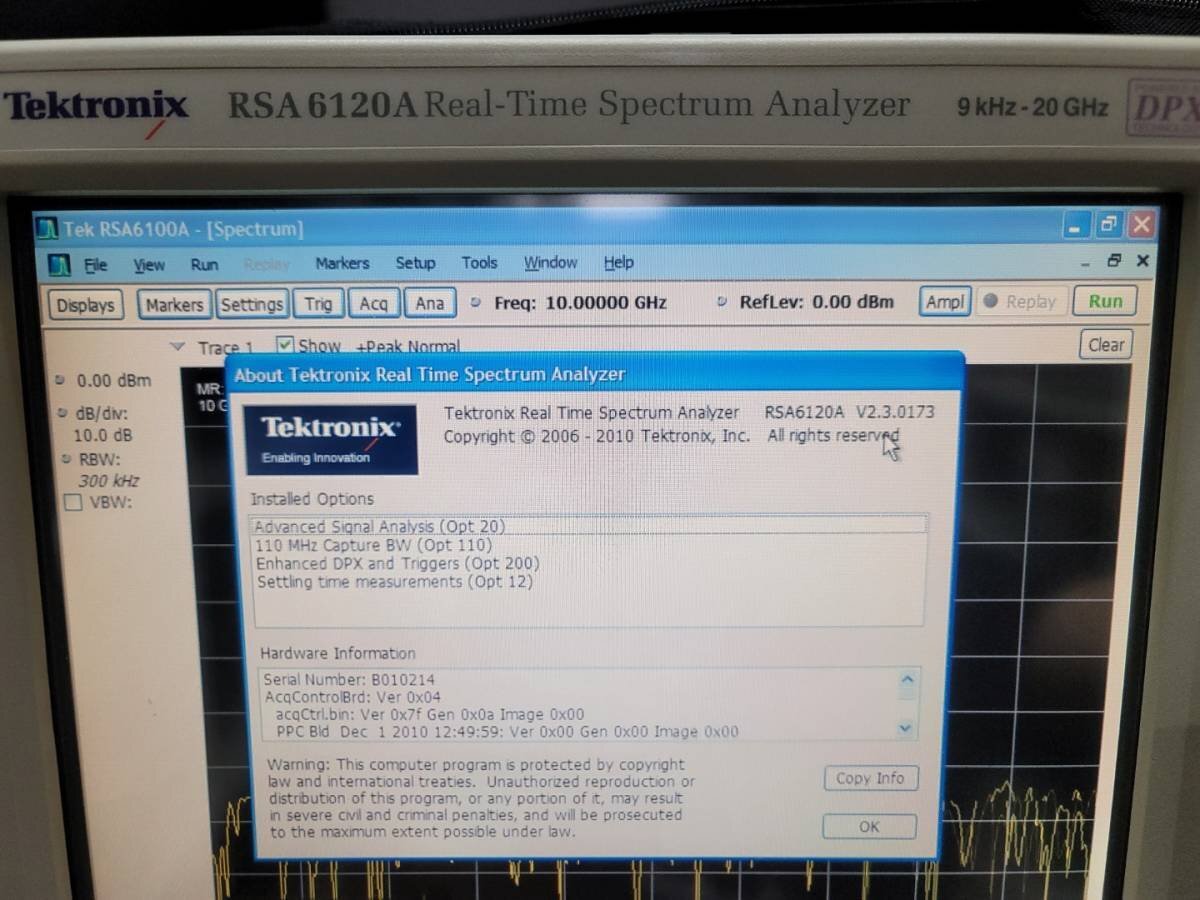Tektronix RSA6120A Real Time Spectrum Analyzer 9kHz-20GHz (as-is) [b1140253687]