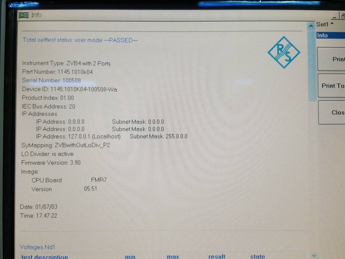 NBC R&S ZVB4 Vector Network Analyzer 300kHz-4GHz 2 Ports [c1140405492]