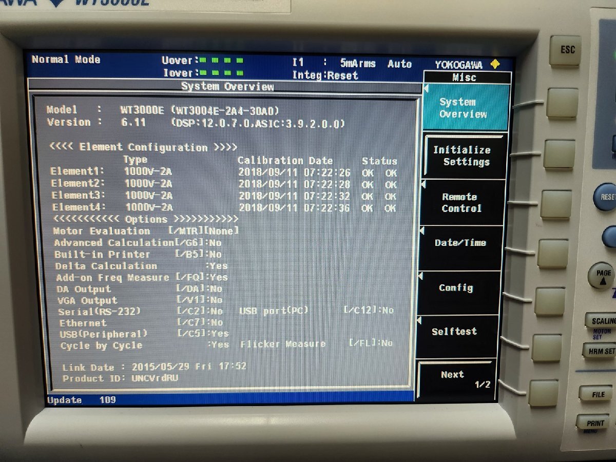 Yokogawa WT3004E-2A4-30A0-D/FQ Precision Power Analyzer [h1143941927]