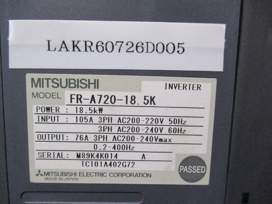 MITSUBISHI FR-A720-18.5K Inverter 18.5KW [f1146994862]