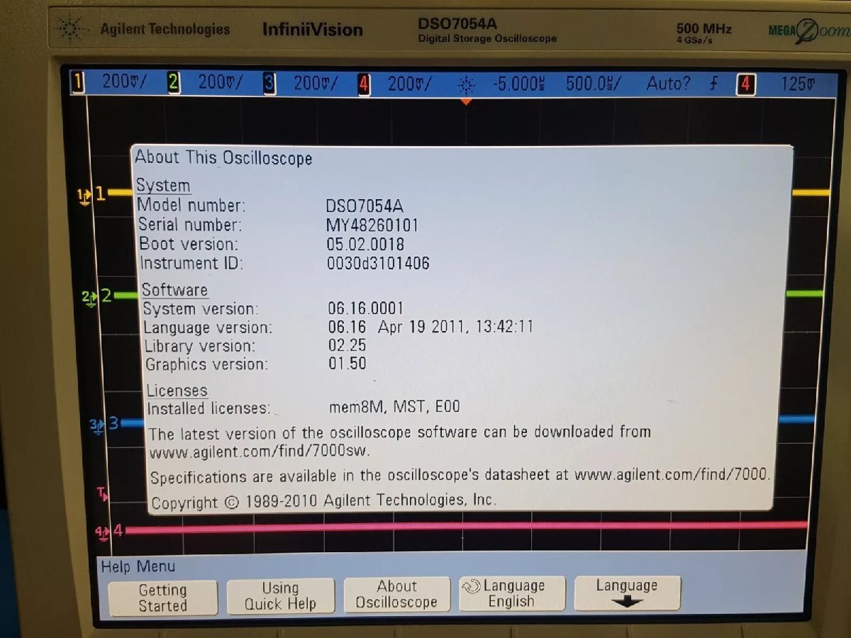 Agilent DSO7054A Digital Oscilloscope 500MHz 4GSa/s 4CH [l1164060172]