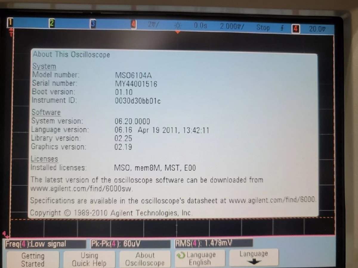 Agilent MSO6104A Mixed Signal Oscilloscope 1GHz 4+16CH (as-is) [v1164143415]