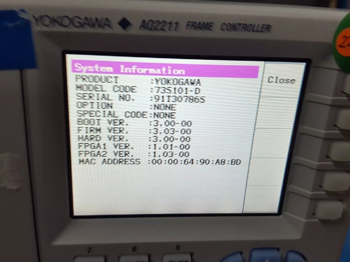 Yokogawa AQ2211 Frame Controller 3-Slot [f1165122781]