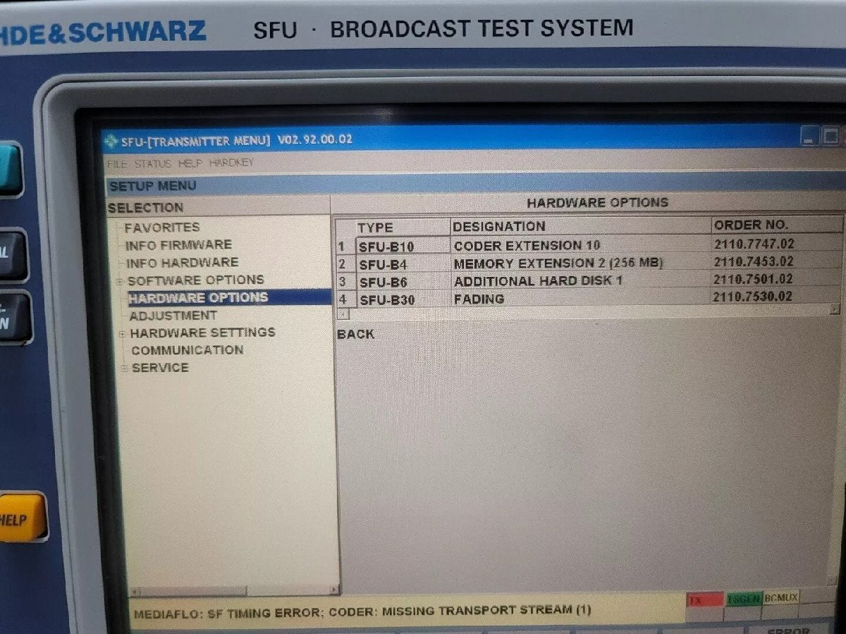 R&S SFU Broadcast Test System (as-is) [d1166572326]
