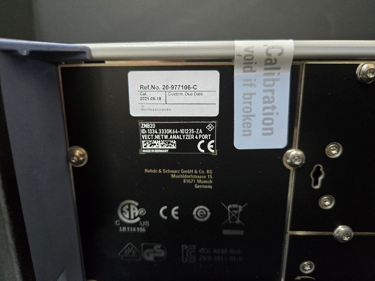 NBC R&S ZNB20 Vector Network Analyzer 100kHz to 20GHz 4 Ports [v1169484055]