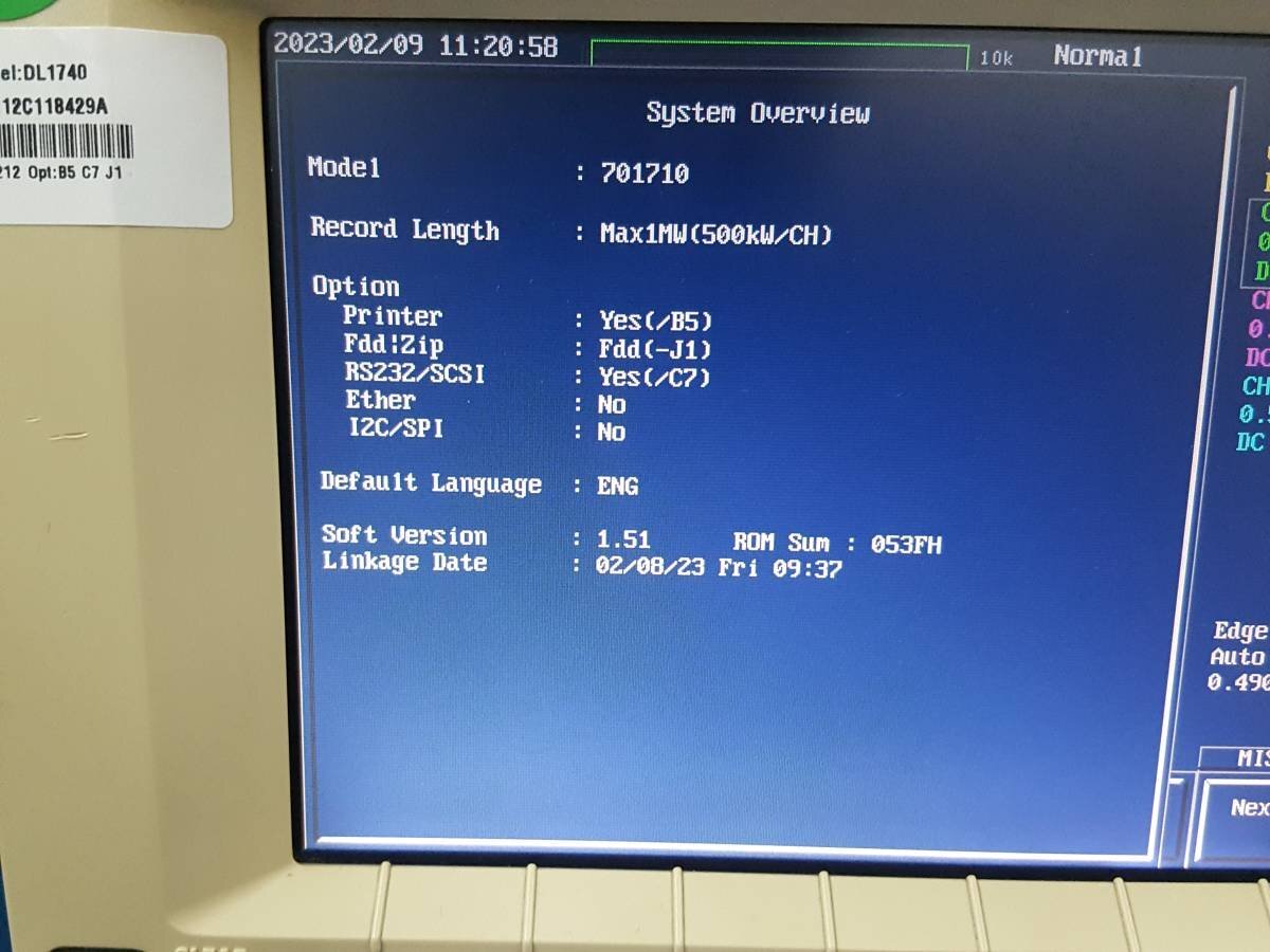 Yokogawa DL1740 Digital Oscilloscope 500MHz 1GS/s 4ch [1174190403]