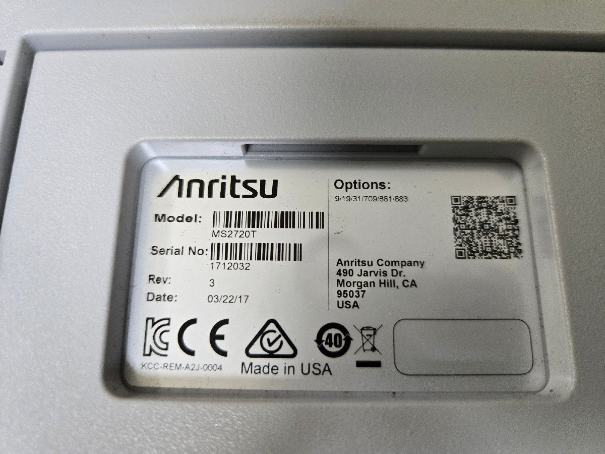 Anritsu MS2720T Spectrum Master 9kHz~9GHz Spectrum Analyzer Opt. 9, 19, 31, 709, 881, 883 [w1175233251]