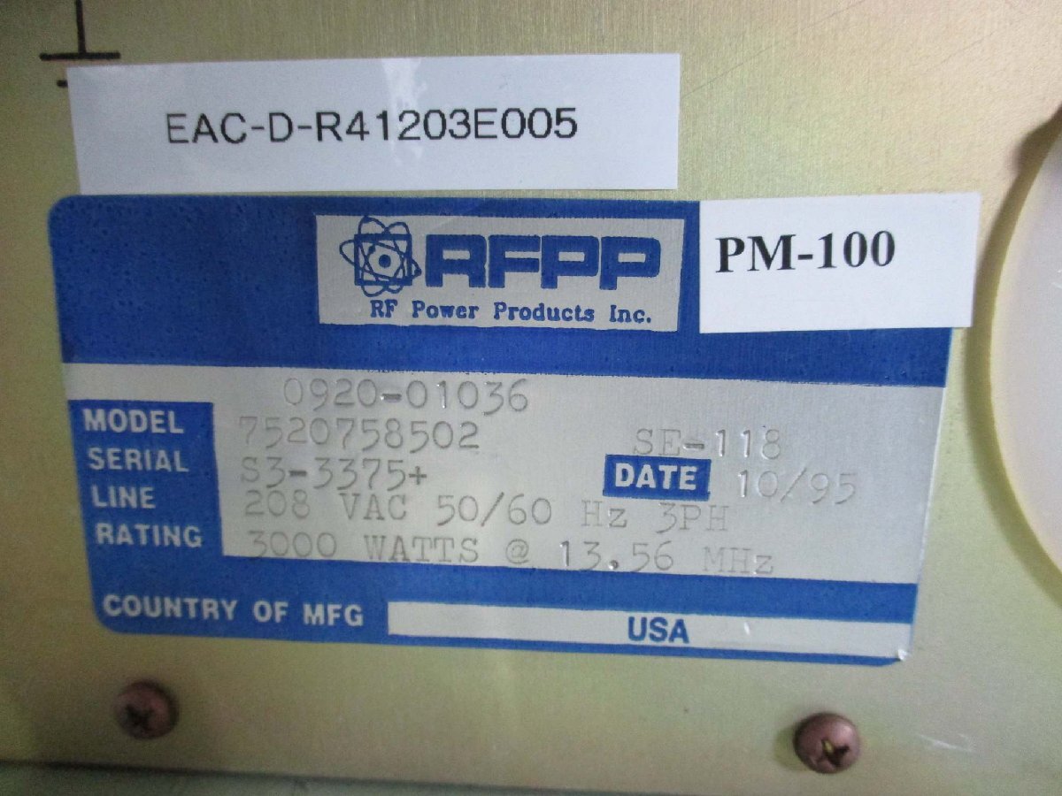 RFPP RF30S Generator 0920-01036 7520758502 SE 118 [x1177610406]