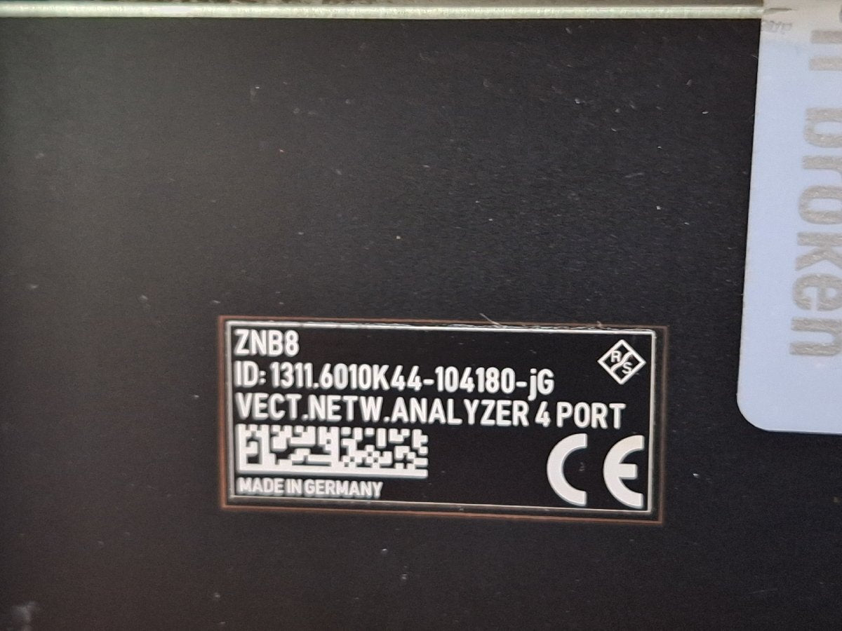 NBC R&S ZNB8 Vector Network Analyzer 9kHz to 8.5GHz 4 Ports Win10 [u1180039298]