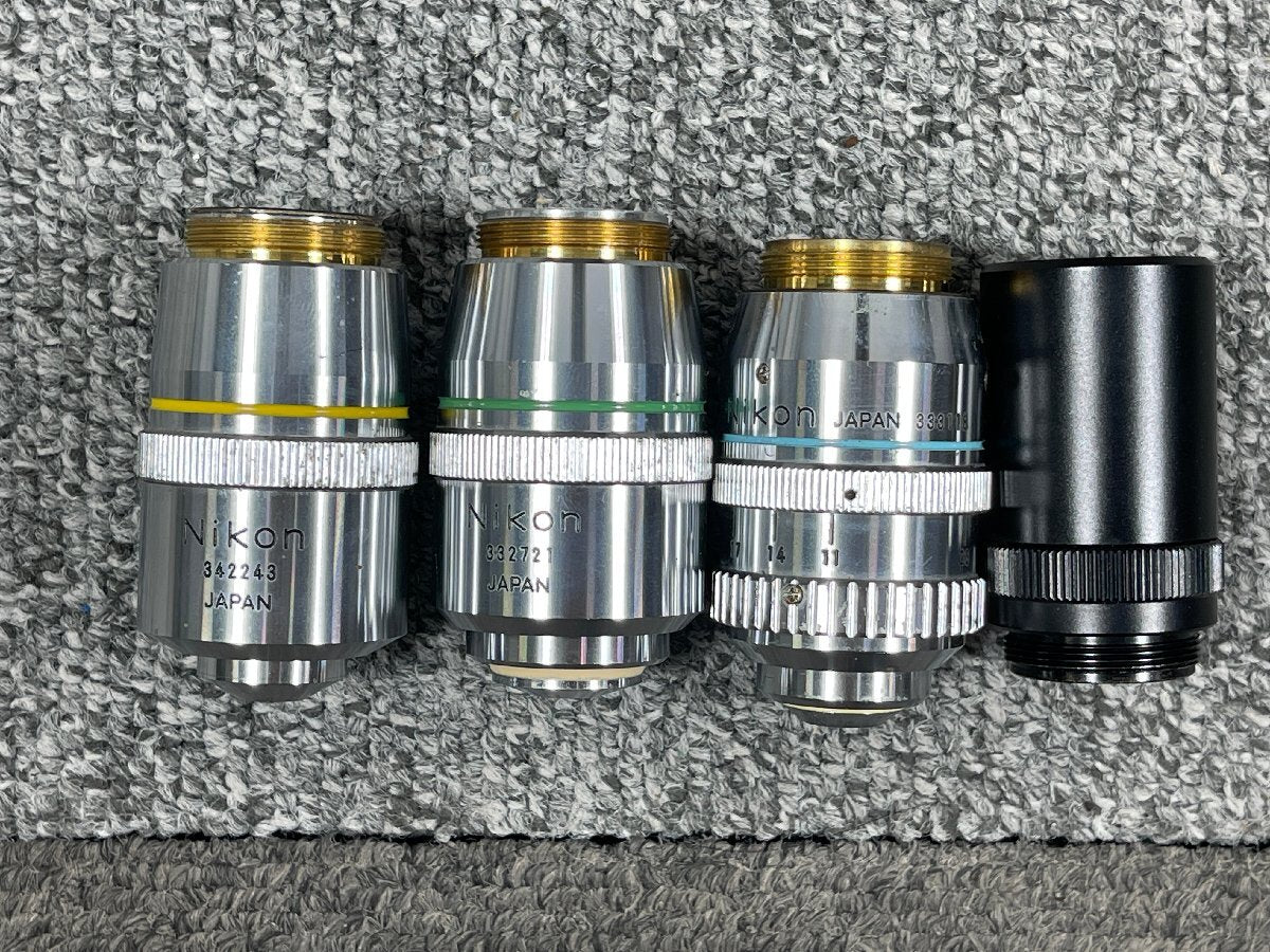 Nikon MICROPHOT Objective Lens Set of 3 Fluor 10 0.5 160/0.17 20 0.75 160/0.17 40 0.85 Microscope [v1181080496]