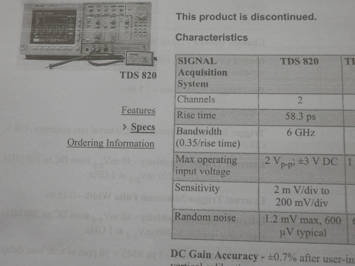 Tektronix TDS820 Digital Sampling Oscilloscope 6GHz 2ch 50Ω Input [r1188136204]