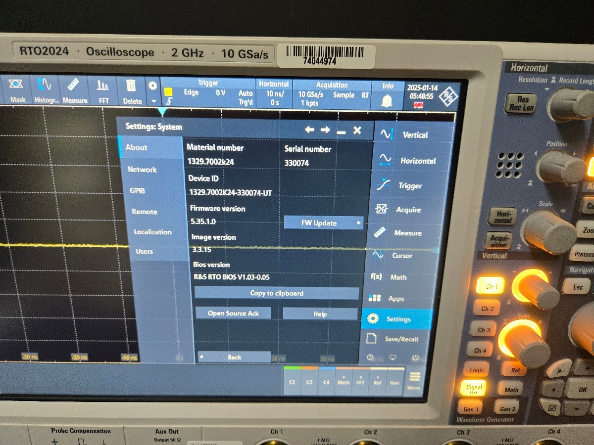 Rohde & Schwarz RTO2024 Digital Oscilloscope 2GHz 4ch 10GSa/s [d1193737448]