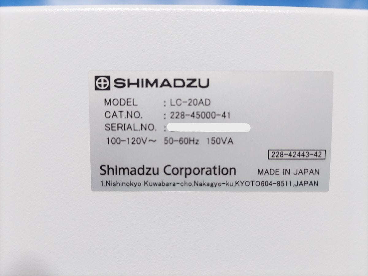 Shimadzu LC-20AD Liquid Chromatograph Liquid Delivery Pump [j1195922132]