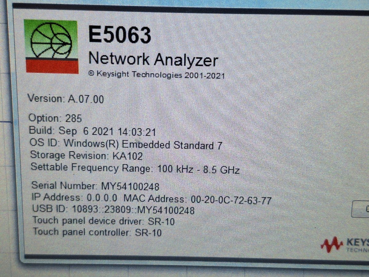 Agilent E5063A Network Analyzer 100kHz-8.5GHz 2-Port [g1200527105]