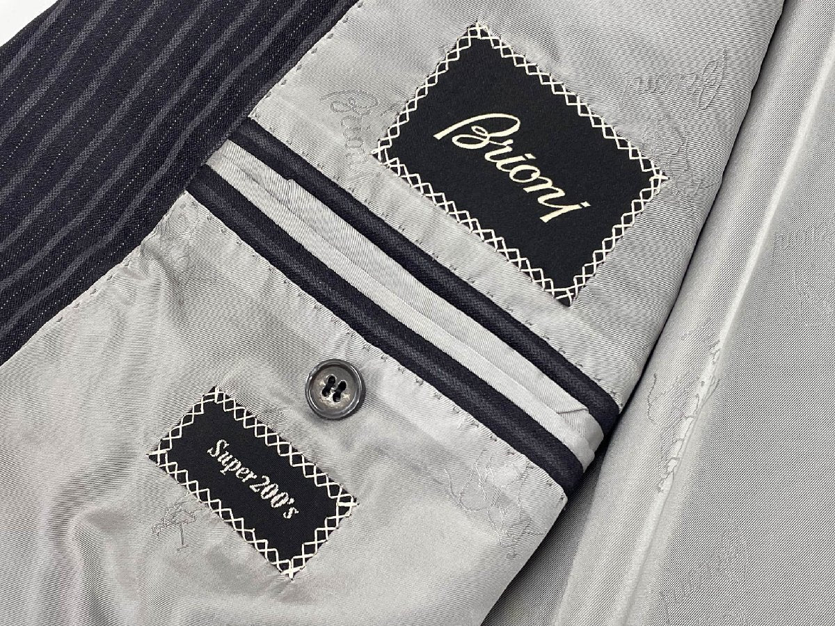 Good condition [Brioni] Super200′s Single 3B stepped suit (men's) size50R Gray striped pattern PARLAMENTO Made in Italy ◇33RMS2891◇ [u1207164677]