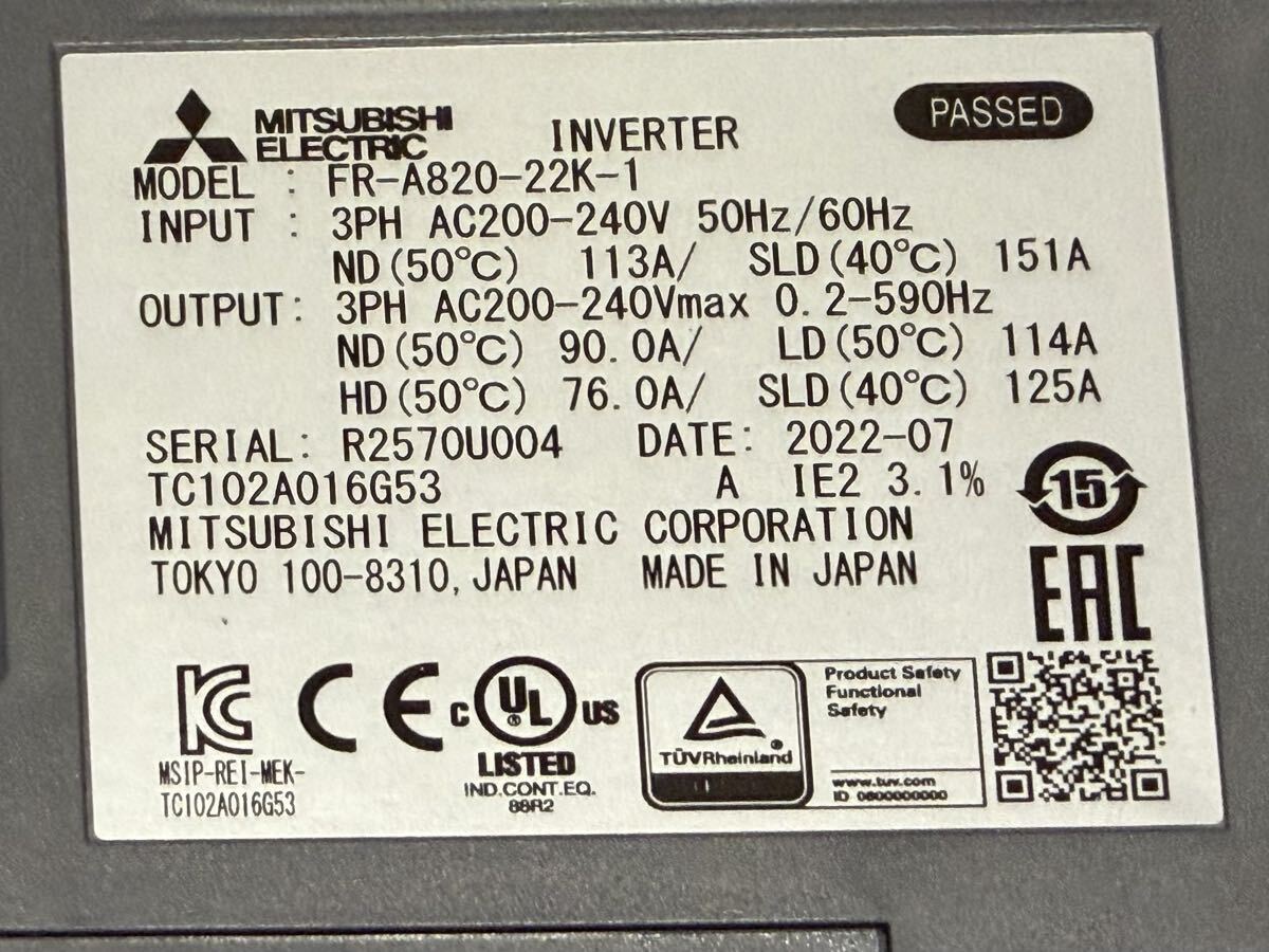 Mitsubishi Electric FR-A820-22K-1 Inverter [k1207535754]