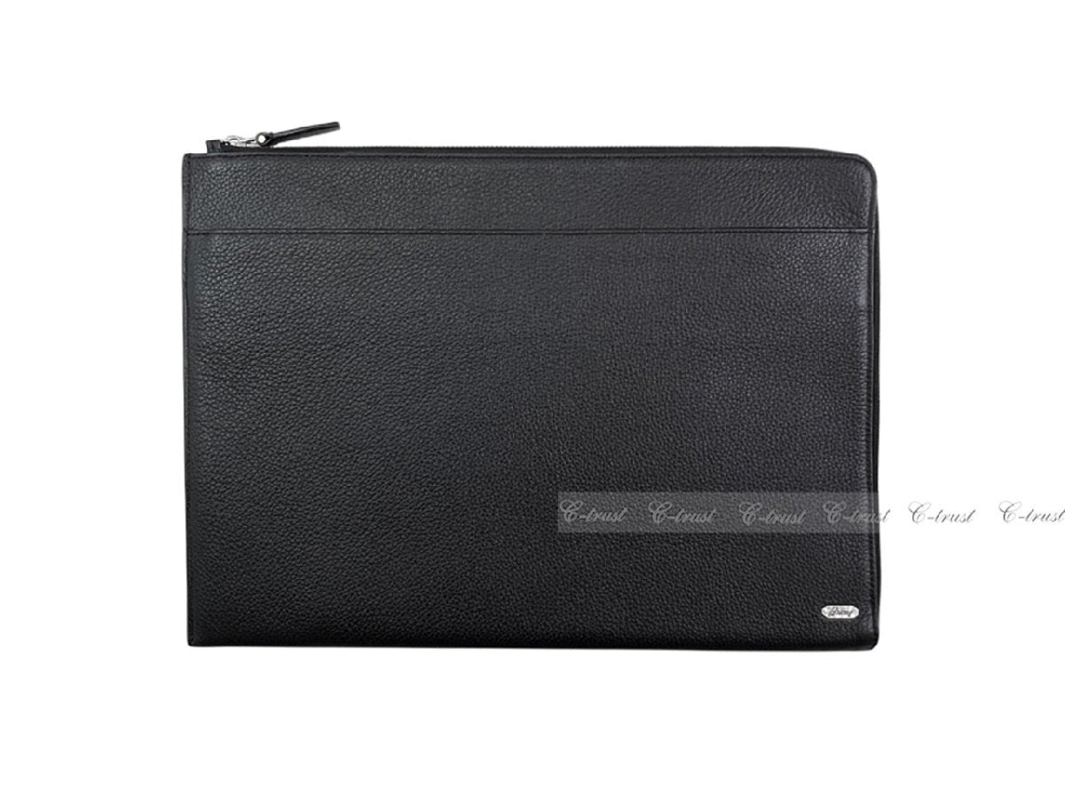 Brioni L647 Document Case A4 Leather Clutch Bag Made in Italy Black [q1212326901]