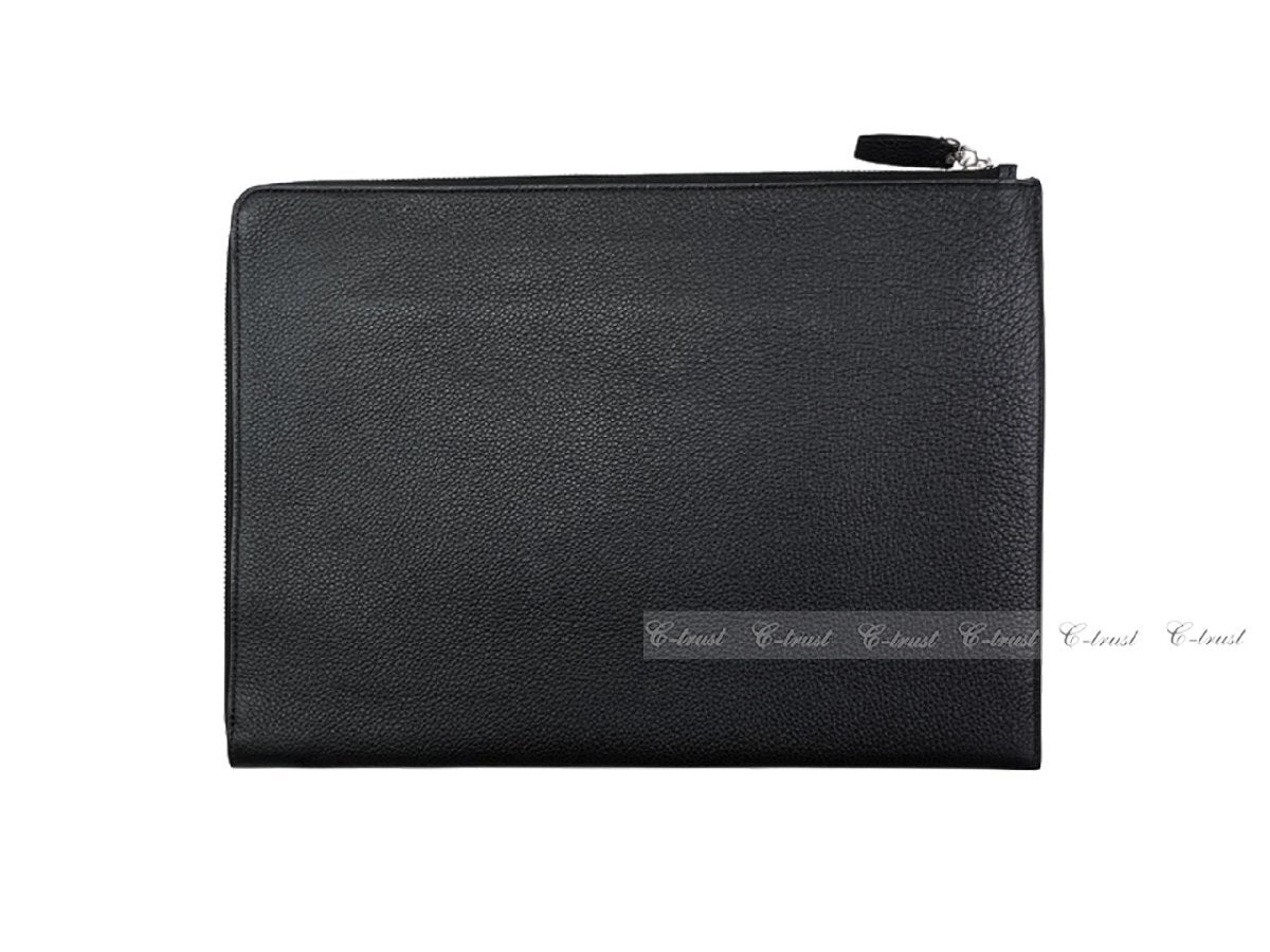 Brioni L647 Document Case A4 Leather Clutch Bag Made in Italy Black [q1212326901]
