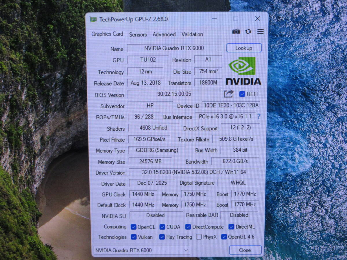 NVIDIA Quadro RTX 6000 24GB GDDR6 Graphics Card [u1215919912]