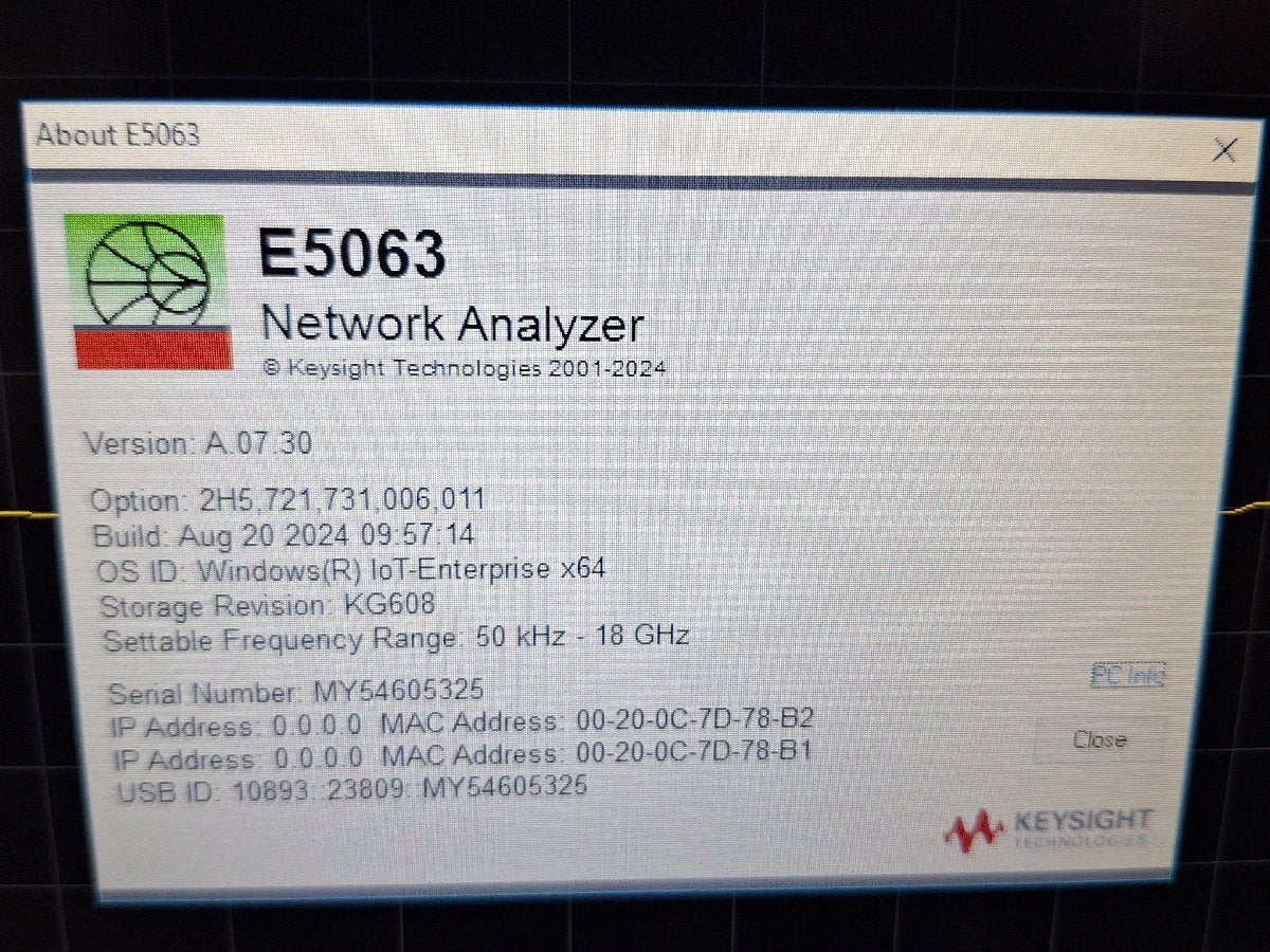 Keysight E5063A Network Analyzer 100kHz-18GHz 2-Port [j1217451759]
