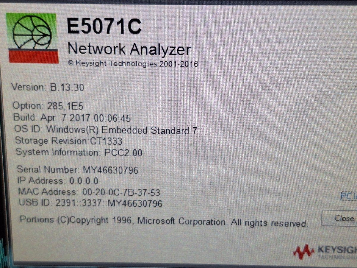 Keysight E5071C Network Analyzer 100kHz-8.5GHz [r1218448626]