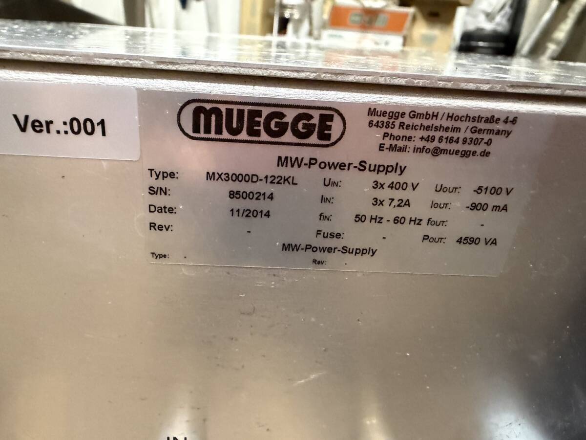 MUEGGE MX3000D-122KL Microwave Power Supply 5100V 7.2A [j1219059630]