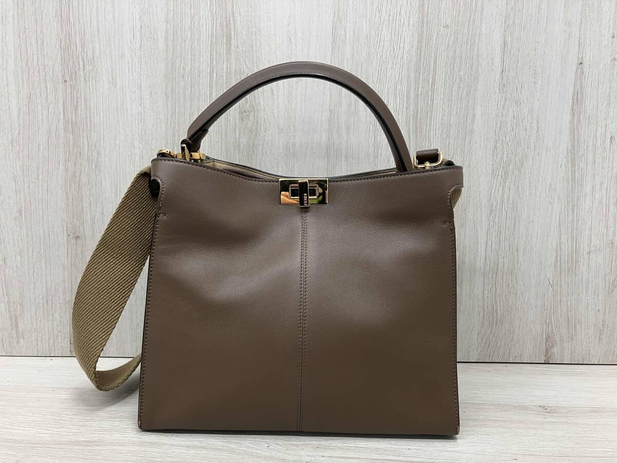 Fendi Peekaboo X-Lite Medium Shoulder Bag Brown with Dust Bag and Certificate [h1220610476]