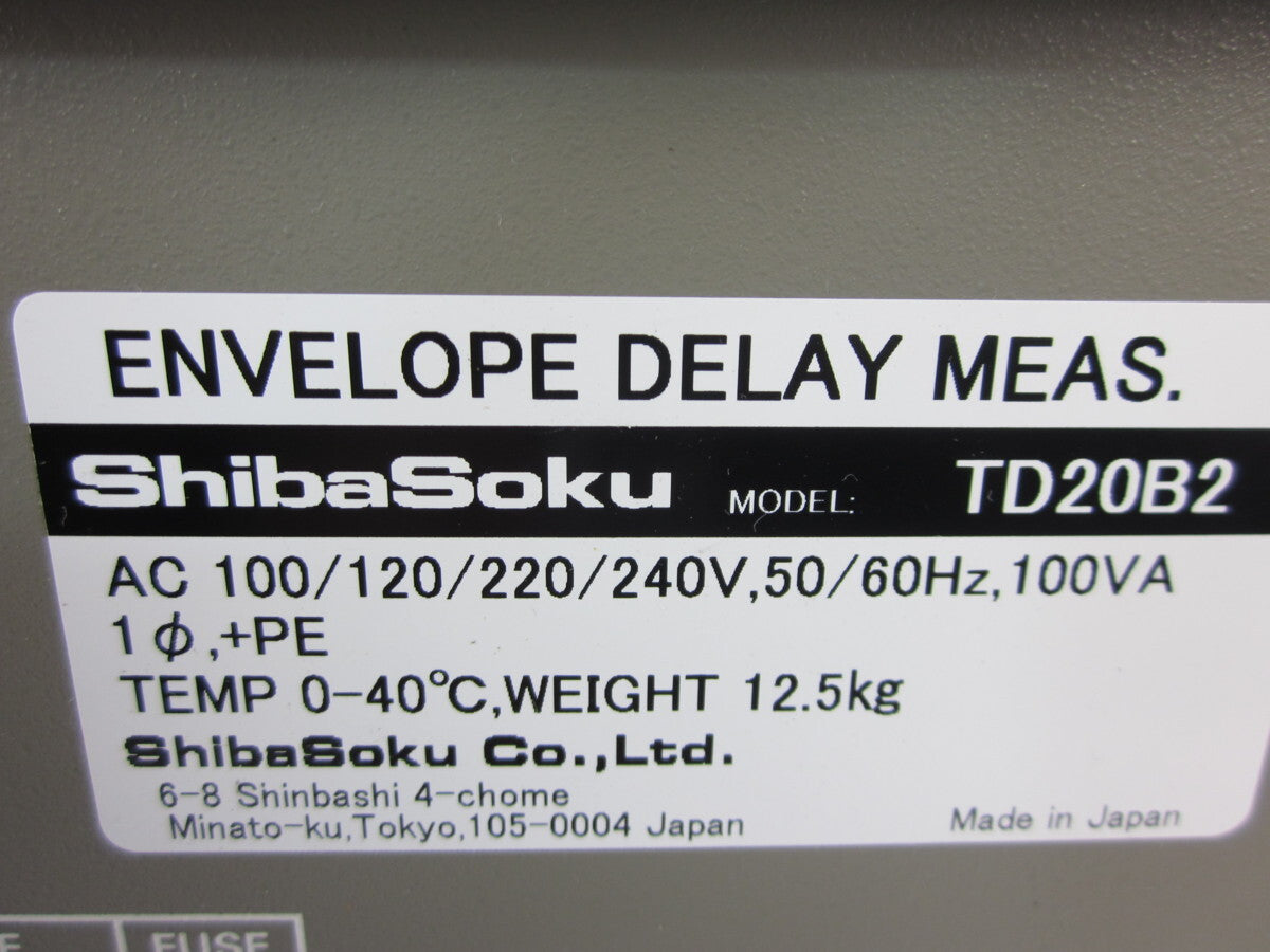 Shibasoku TD20B2 Video Delay Distortion Meter [b1230808589]