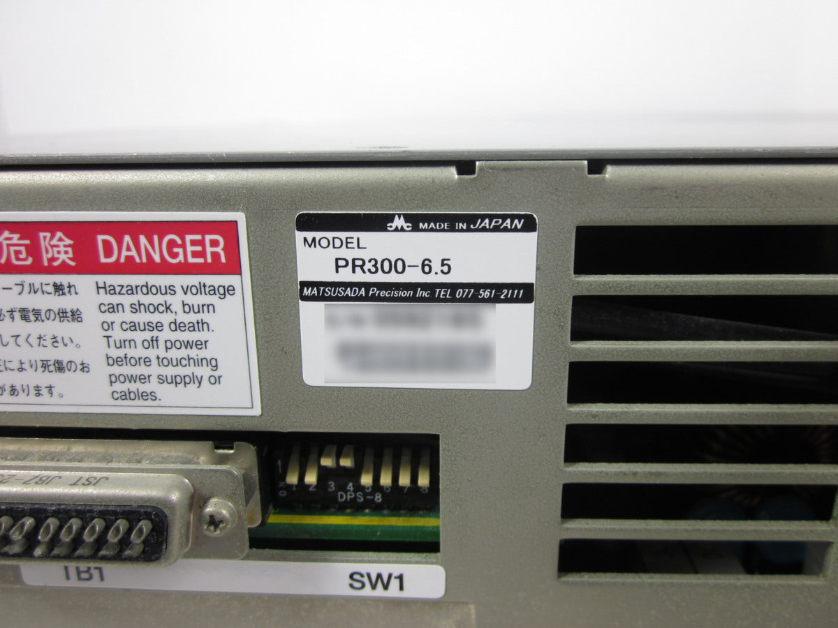 Matsusada Precision PR300-6.5 DC Power Supply 300V 6.5A [e1231137550]