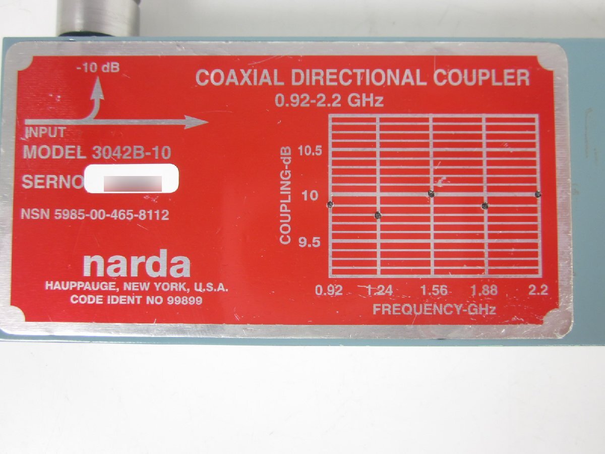 Narda 3042B-10 Directional Coupler 0.92-2.2GHz 10dB 200W [k1231264505]