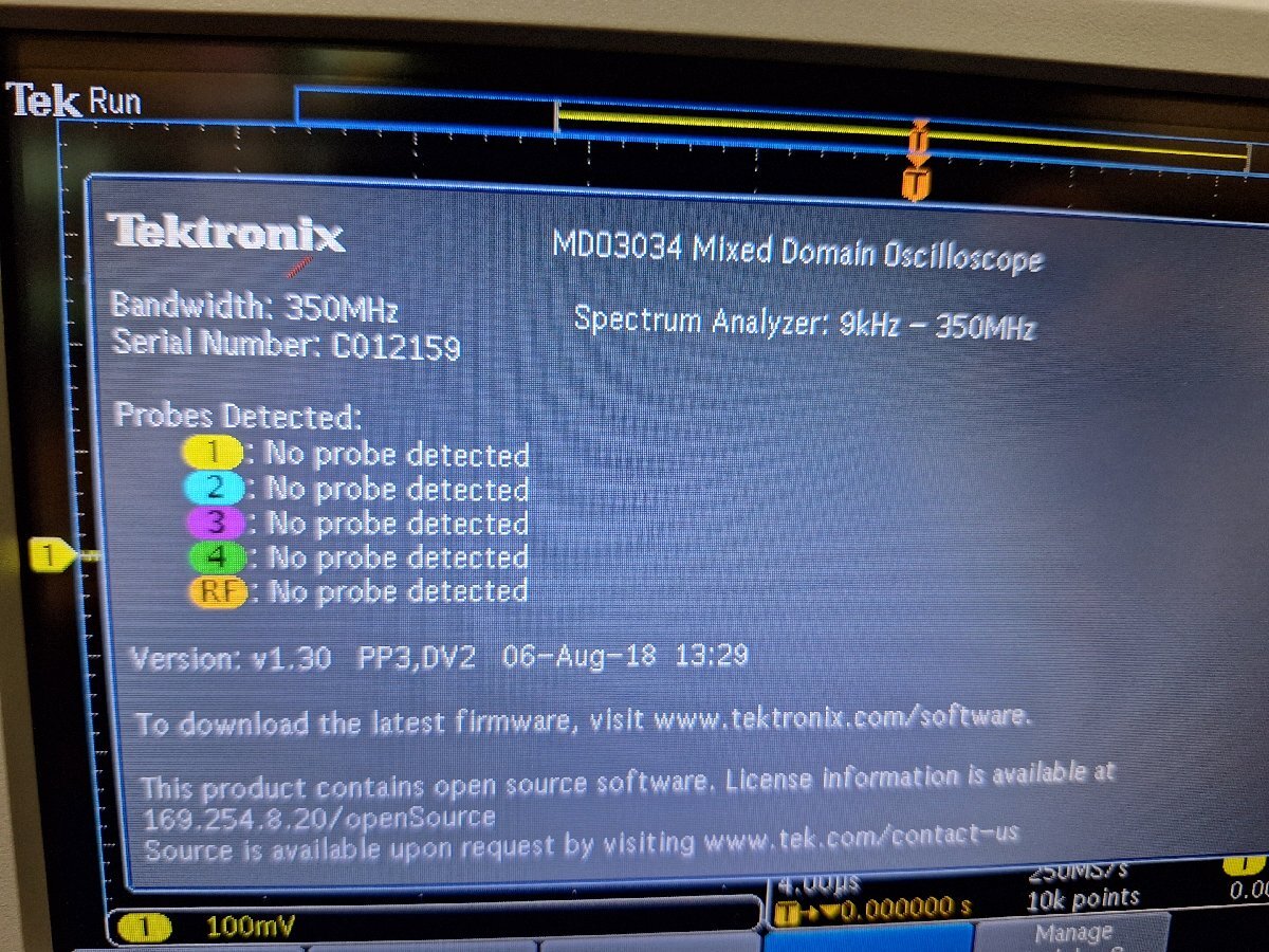 Tektronix MDO3034 Mixed Domain Oscilloscope 350MHz 2.5GS/s 4CH [c1232442772]