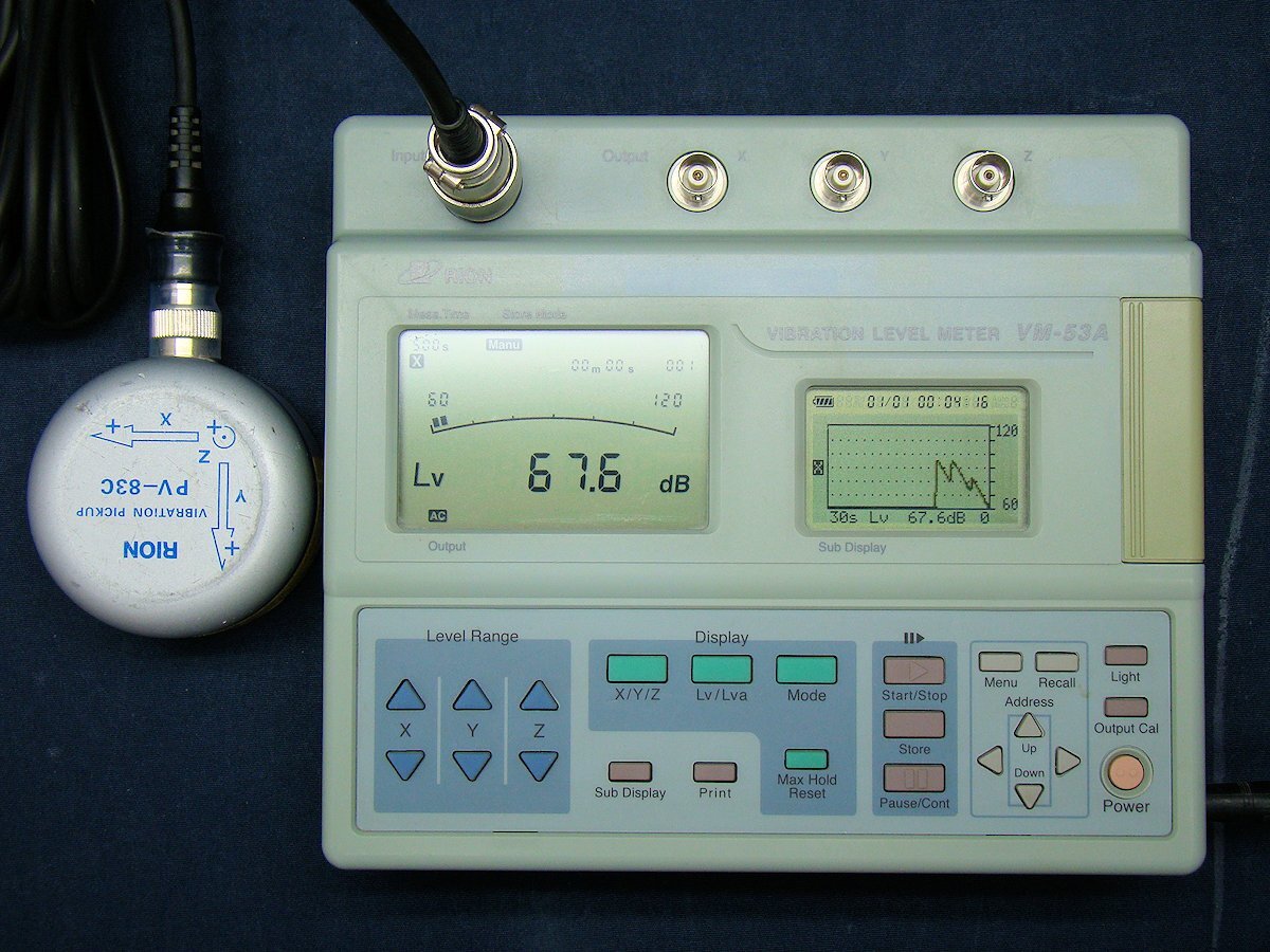 Rion VM-53A Vibration Level Meter with PV-83C Pickup [p1232979290]