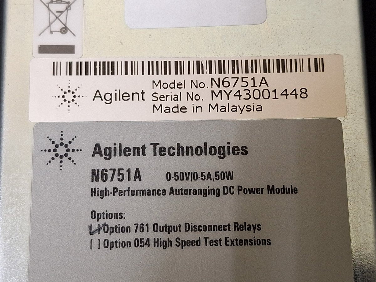 Agilent N6751A DC Power Module 0-50V 0-5A 50W Opt. 761 [x1242149423]