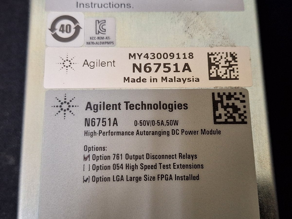 Agilent N6751A DC Power Module 0-50V 0-5A 50W Opt. 761 [s1242162289]