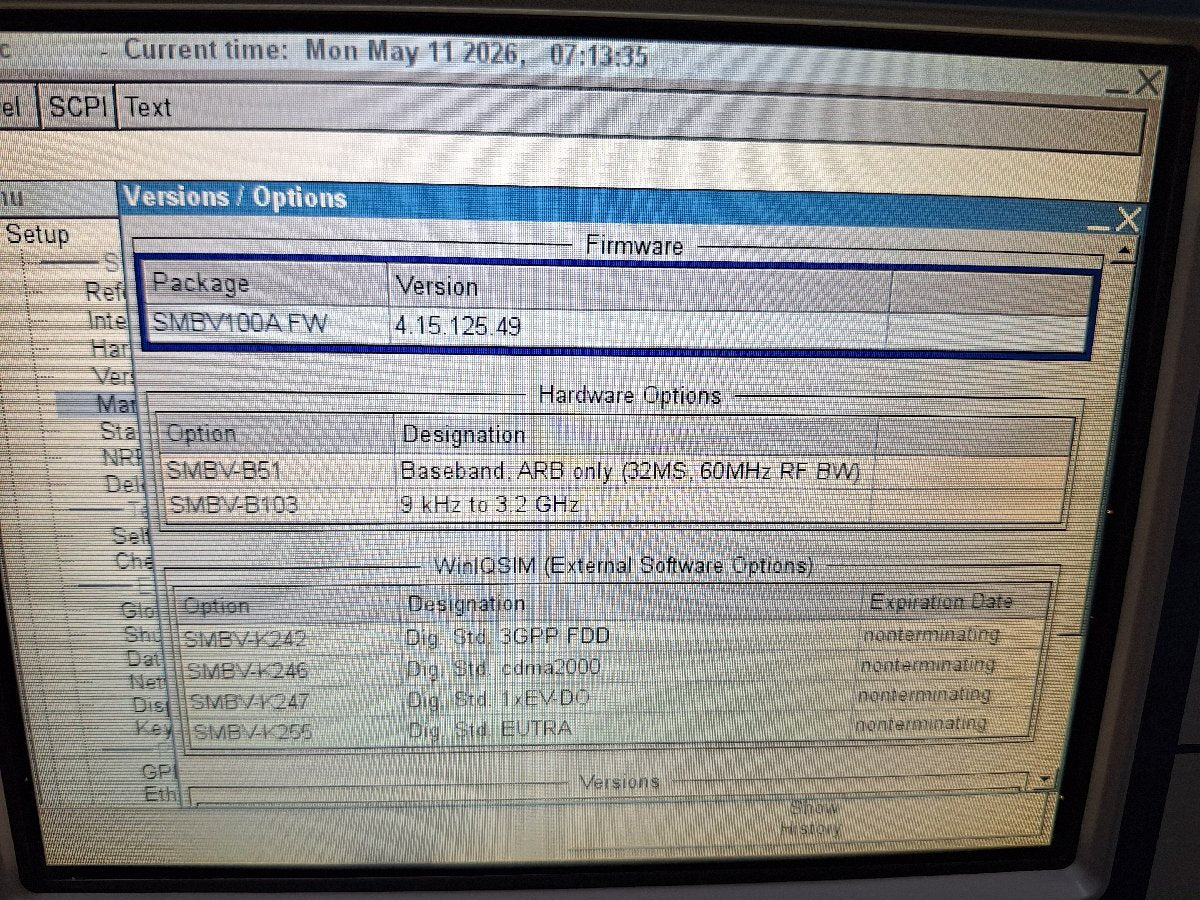 Rohde & Schwarz SMBV100A Vector Signal Generator 9kHz-3.2GHz Opt. B51 B103 K242 K246 K247 K255 [h1242220715]