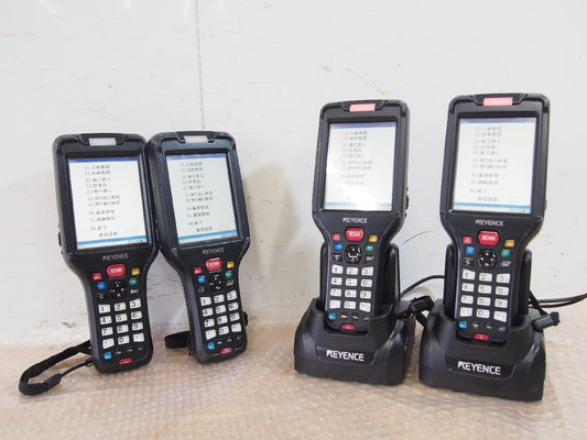 Keyence BT-W350 Handheld Terminal 4 Units with 4 Batteries and 2 Charging Stands BT-WUC8U (for parts or not working) [j1244115541]