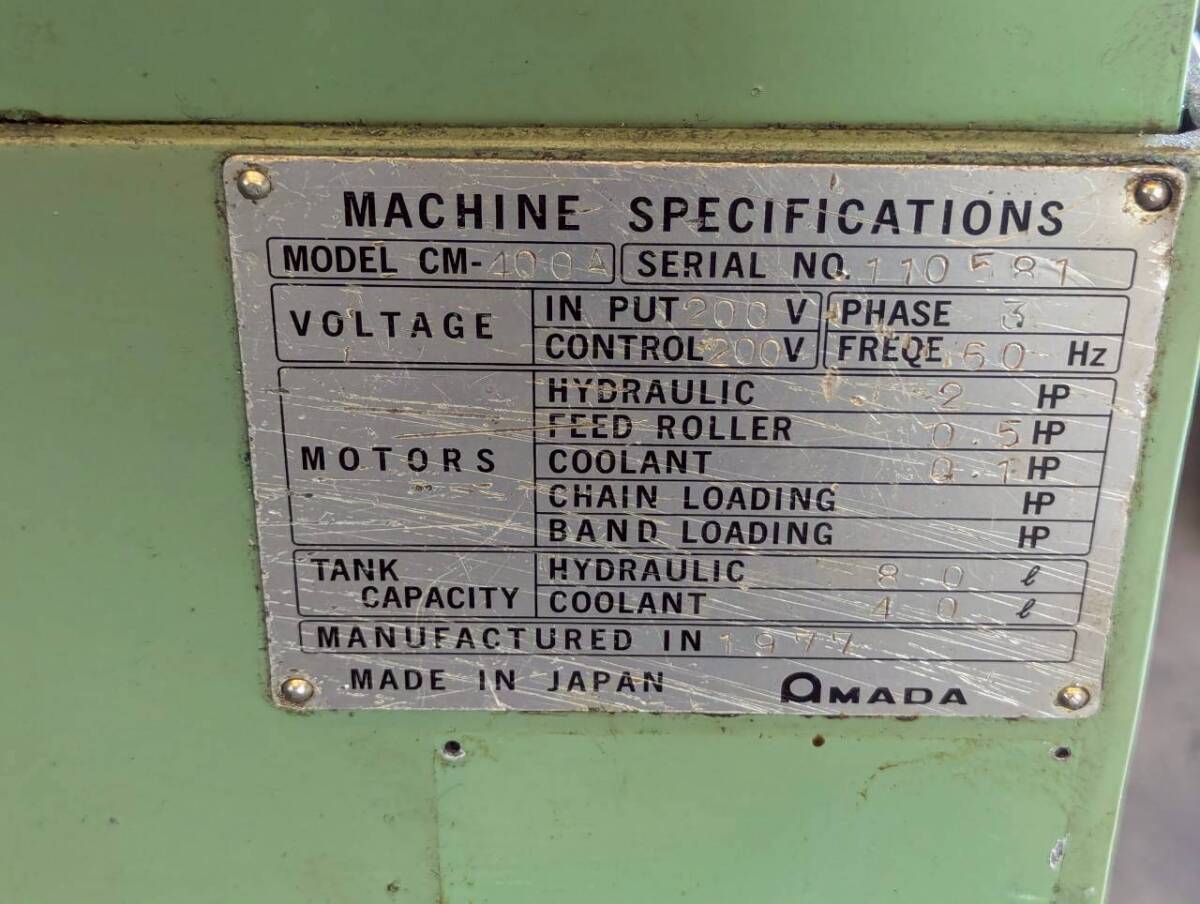 Amada CM-400A Circular Saw Machine with FANUC Power Mate [t1238353571]