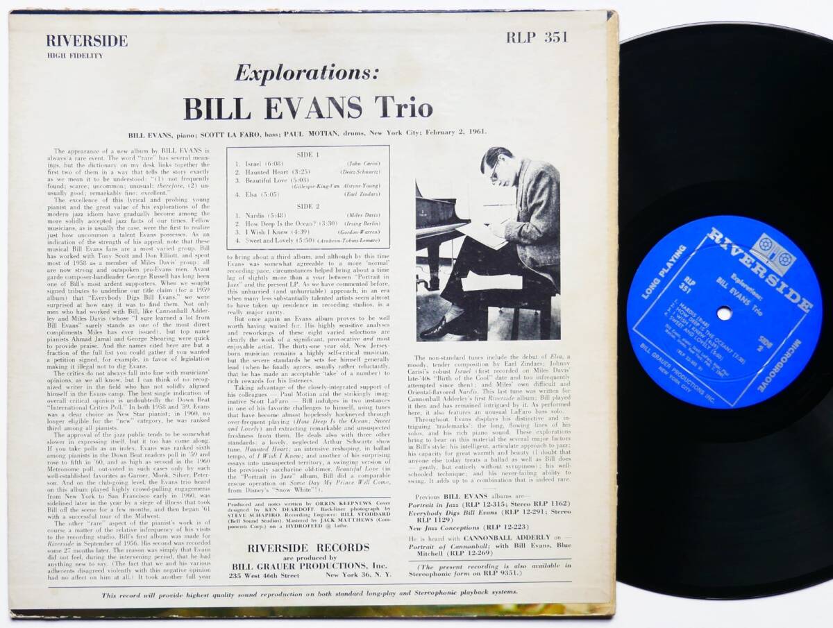 Bill Evans Explorations LP RIVERSIDE RLP 351 US 1961 DG MONO Scott La Faro [p1208039750]