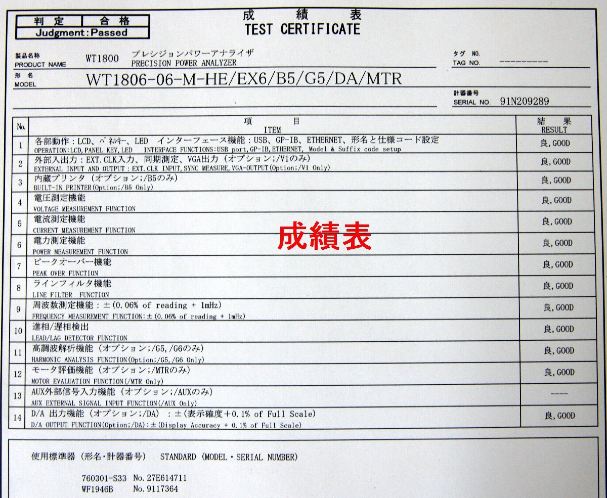 YOKOGAWA WT1800 Precision Power Analyzer [u1197151726]