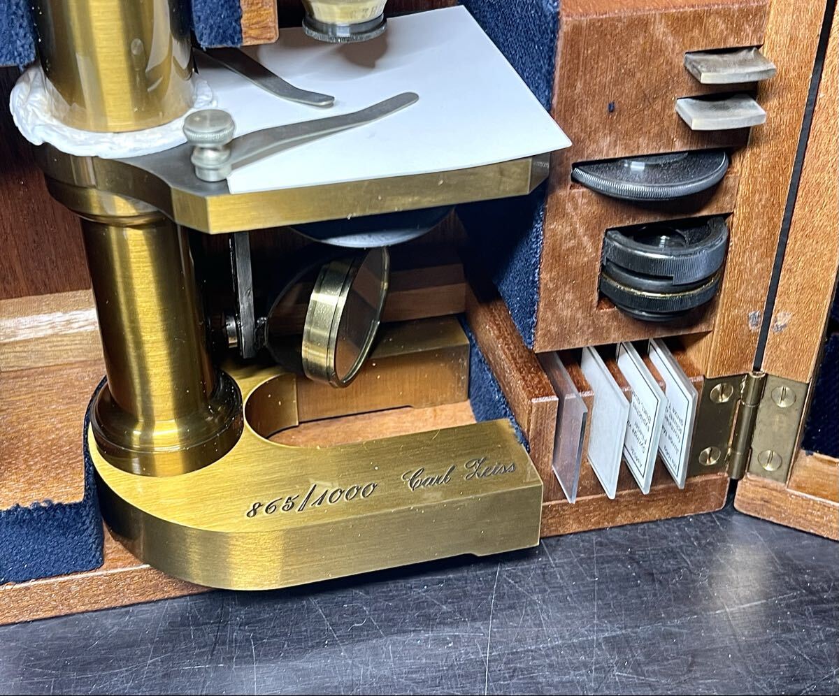 Carl Zeiss Type VII Microscope Brass with Instructions Certificate Lens Wooden Box [n1213001497]