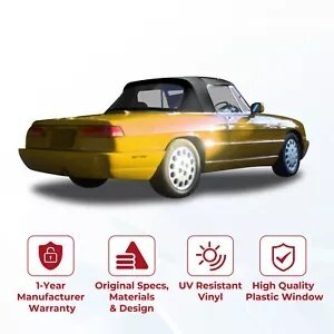 Alfa Romeo Spider Convertible Soft Top Black Vinyl Plastic Windows [h1185113793]