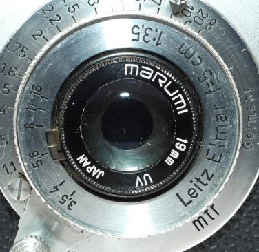 Leica IIIf Rangefinder Camera Leitz Elmar f=5cm 1:3.5 Lens Marumi UV Filter Genuine Leather Case [l1211416132]