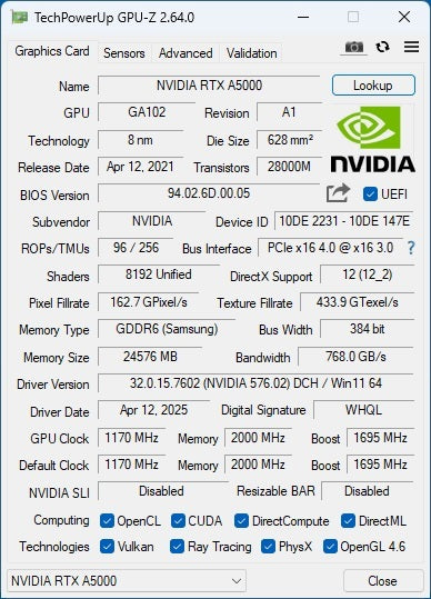 NVIDIA RTX A5000 Graphics Card [x1214332429]