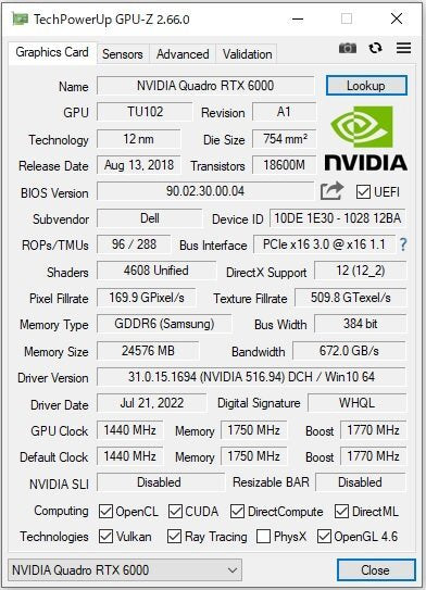 ELSA Quadro RTX 6000 Graphic Board GDDR6 24GB Display 4 Ports [f1193154754]