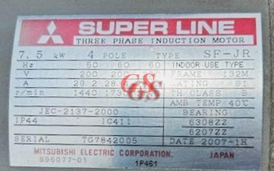 MITSUBISHI SUPER SF-JR Three Phase Induction Motor 7.5W 4POLE Indoor Use [w1187609437]