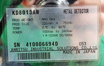 Anritsu KD8013AW Waterproof Conveyor Metal Detector 300x75mm [p1211736973]
