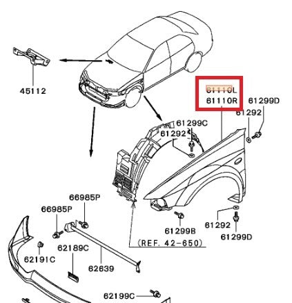 Mitsubishi CP9A Front Fender Genuine Evo 56 Tomimaki Lancer Evolution [s1101723839]