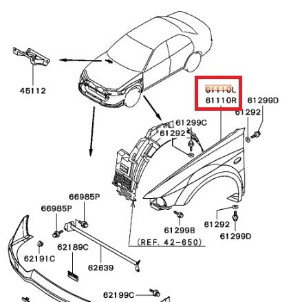 Mitsubishi EVO5/6/6.5 Front Fender Unpainted CP9A Genuine Lancer Evolution TOMMI MAKINEN [w1188293967]