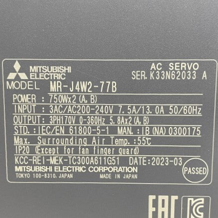 Mitsubishi Electric MR-J4W2-77B Servo Amplifier [o1186759346]
