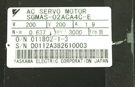 Yaskawa SGMAS-02ACA4C-E Servo Motor [k1118419610]
